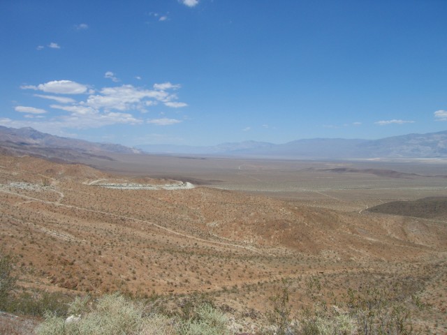 Looking out from the pass on the Trona Wildrose Road into the Panamint Valley.  It was already pushing well above 100 degrees when I stopped to take this photo.
