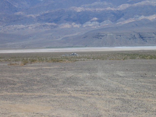 There is a Radar installation out in the middle of the Panamint Valley.  It serves the approach to the China Lake Naval Weapons Center.  When I was quite young my parents and I had pulled over near this spot for lunch.  We got quite the airshow from two fighter jets doing a sub-100 foot pass down the valley.