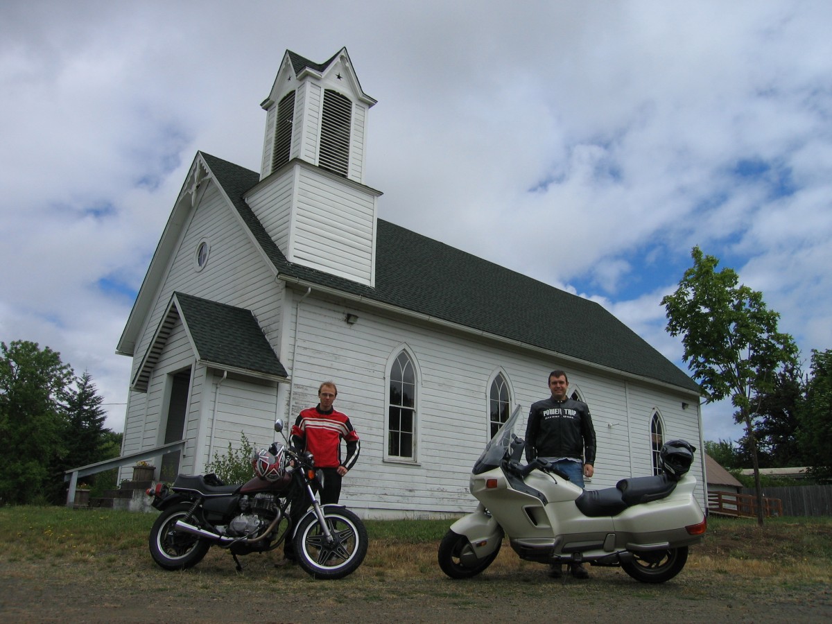 Out with a friend in Kings Valley, Oregon exploring the back byways on my Honda Pacific Coast PC800.